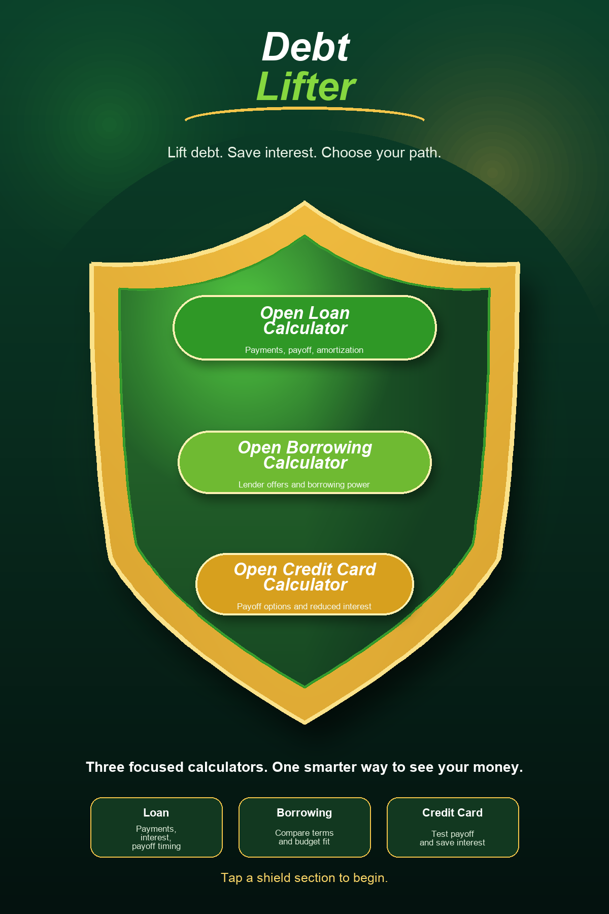 Debt Lifter shield selector artwork